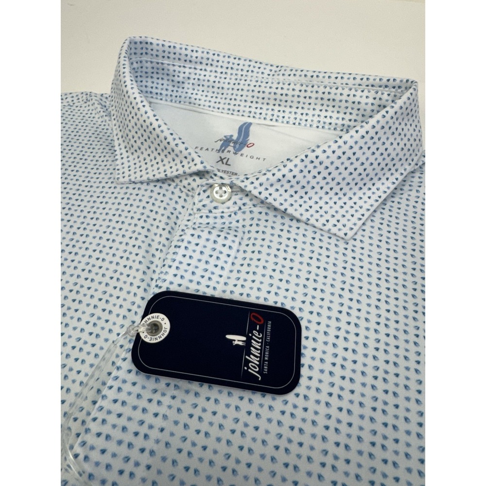 NWT Johnnie-O Glidey Featherweight Golf Polo Shirt Malibu Blue White XL $110